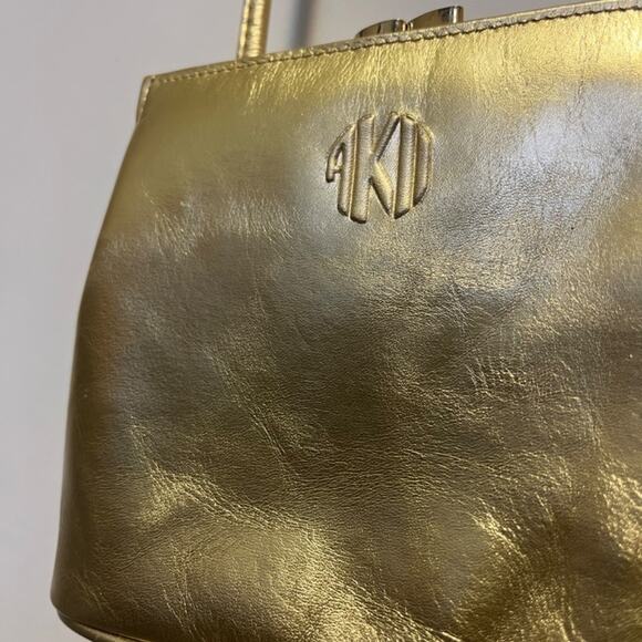 5/$100 Vintage Anne Klein Gold Genuine Leather Mini Evening Bag 2 - Picture 4 of 12
